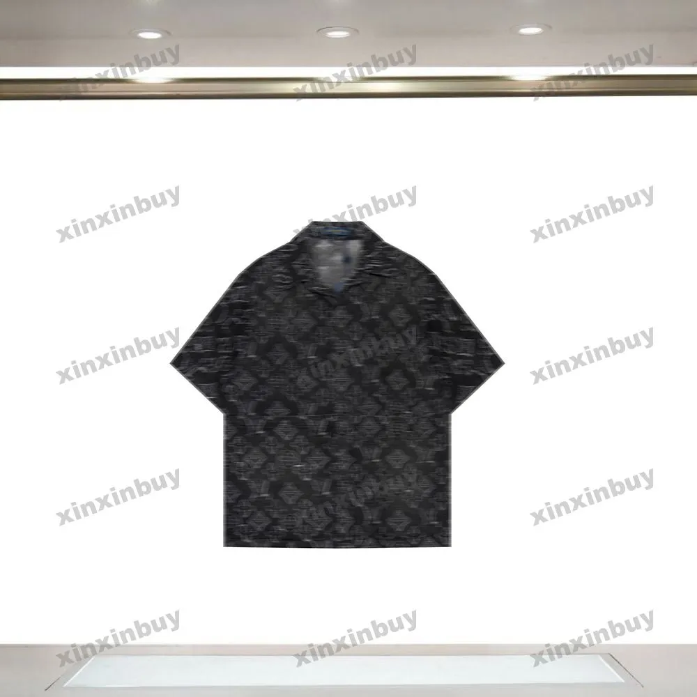 xinxinbuy män designer tee t shirt 2024 Italy brev blomma jacquard denim kort ärm bomull kvinnor grå svart blå khaki m-xl