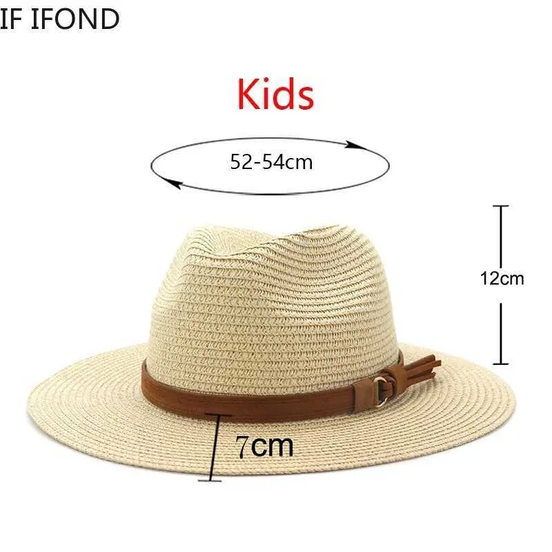 Wide Brim Hut Hut Bucket Hats kleine 52-54 cm Kinderhüte für Jungen Mädchen Sommer Sonnenschutz Strand Strand im Freien im Freien Panama Jazzhut Sombreros de Mujer J240429