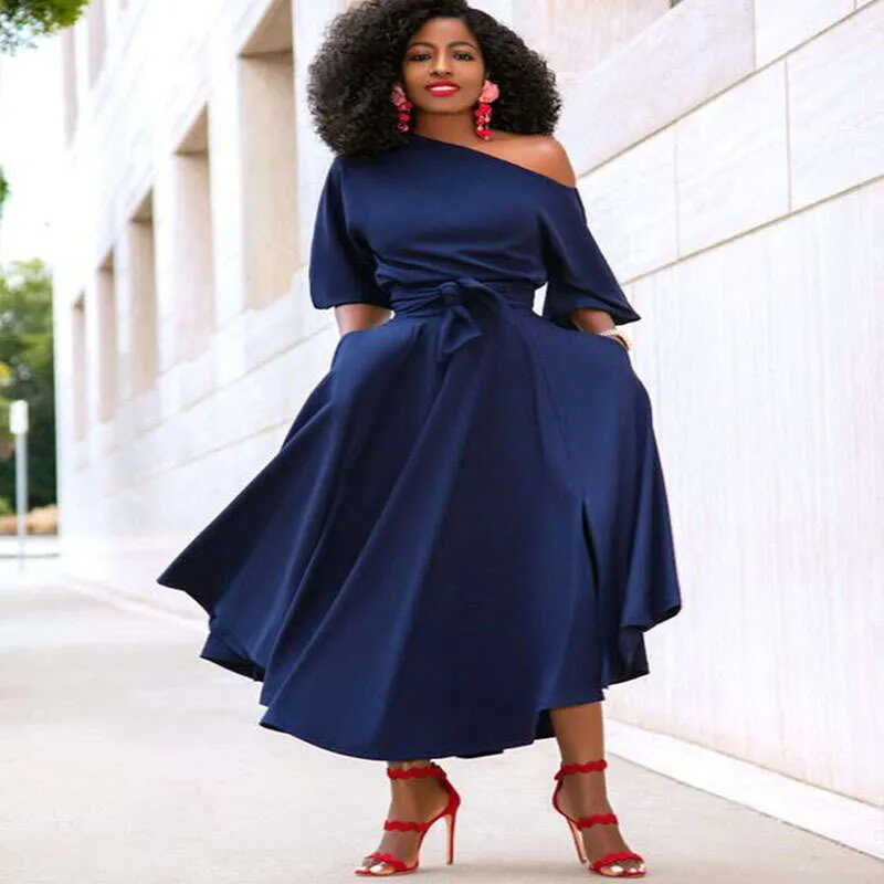 2024 New Arrival: European & American Women's Lace-Up maxi dress with sleeves - Slimming, Mid-Length, Single Shoulder, Casual Fashion 2024 New Arrival: European & American Women's Lace-Up maxi dress with sleeves - Slimming, Mid-Length, Single Shoulder, Casual Fashion