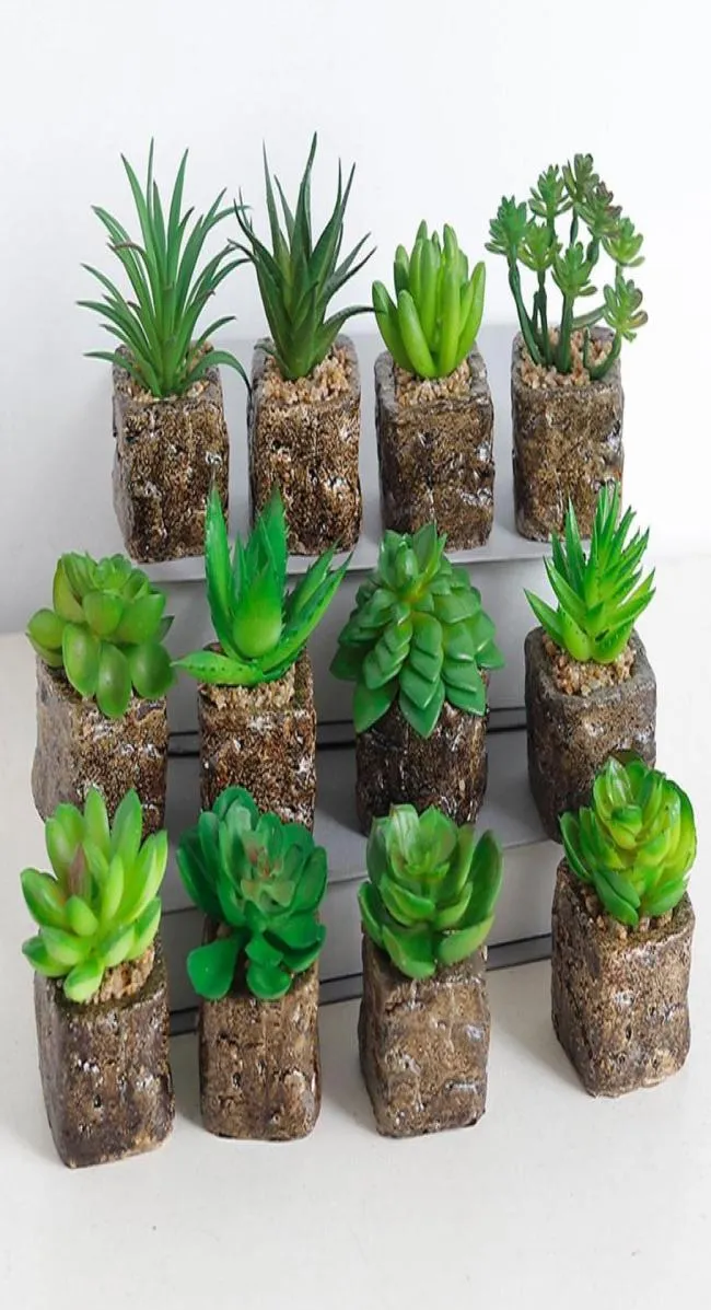 Sztuczne rośliny Sukulenty Pot Fałszywa roślina plastikowa bonsai zielona roślina dekoracja dekoracji domu 3690602