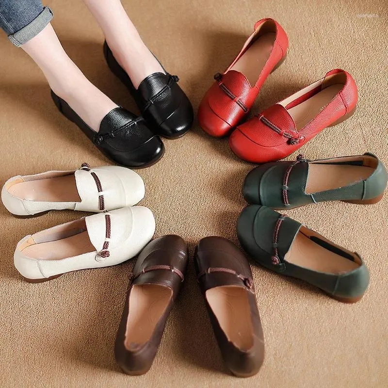 Casual Shoes Xiuteng Women Mother Female Ladies Flats Loafer Cow Genuine Leather Soft Pigskin Lace Up Footwear