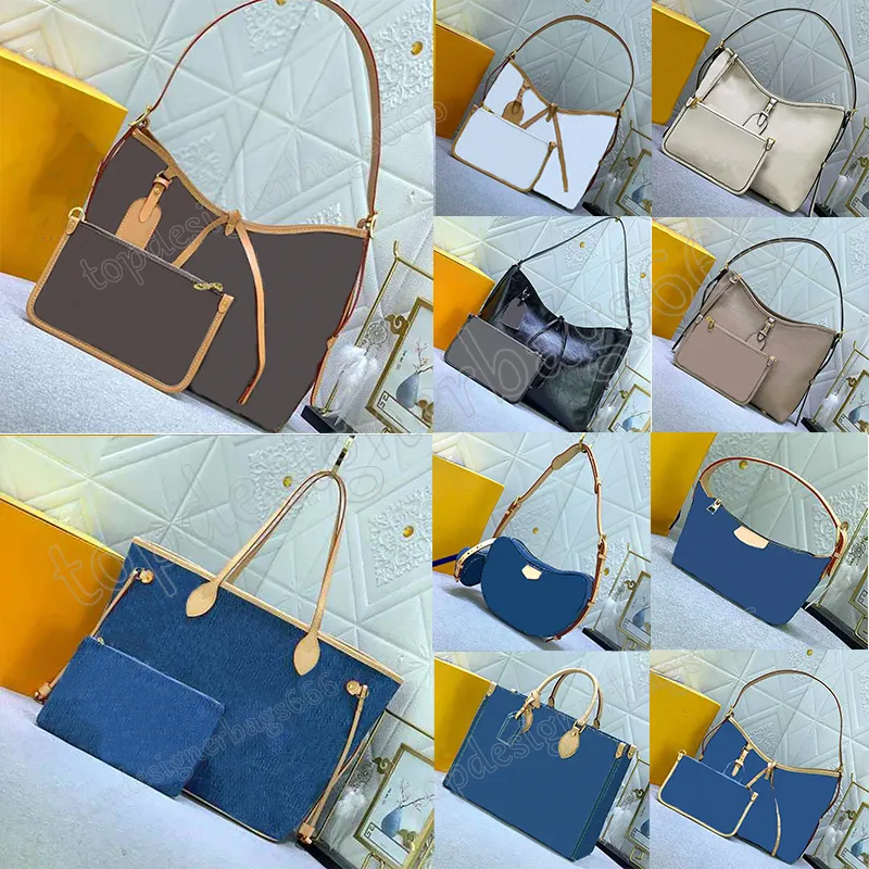 Denim Vintage Diseñador Bolso de hombro Carryall PM Bag Mujeres bolsas de bolsas de flor vieja