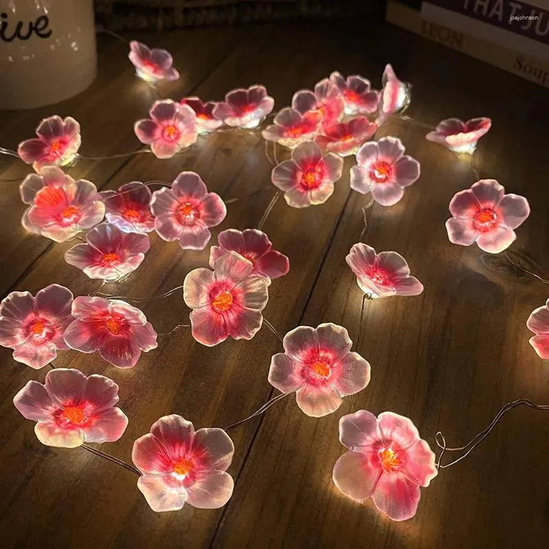 Sznurki 3M 30LLDS Buja wiśniowe światła sznurkowe różowe lampy kwiatowe bateria zasilana do dekoracji girlandy świątecznej na świeżym powietrzu