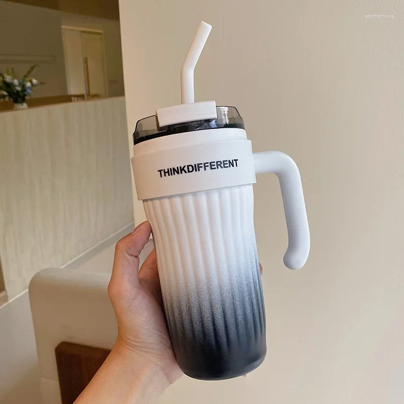 Mugs 860ml 316 Stainless Steel Coffee Cup With Straw Ice Bully Tea Break American Bao L Cold Big Large Capacity Water
