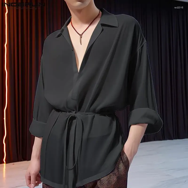 Chemises décontractées pour hommes Incerun Tops 2024 Fashion coréenne Mode V-col
