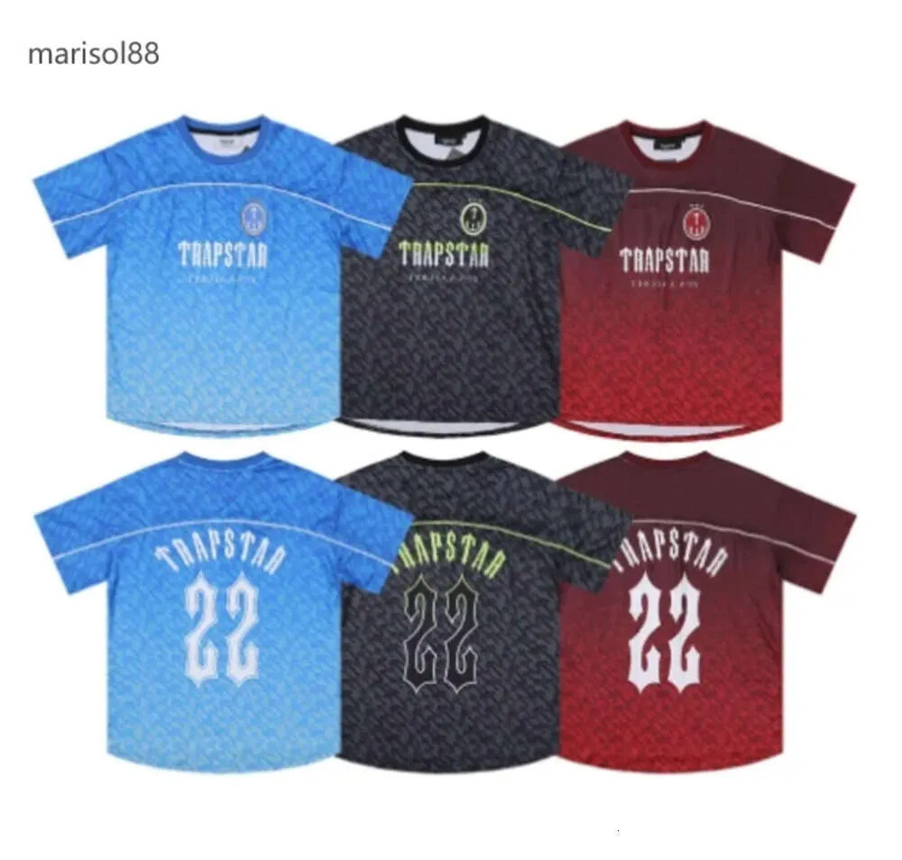 メンズTシャツトラプスターメッシュフットボールジャージーブルーブラックレッドメンスポーツウェアTシャツデザイナーファッション服5645655