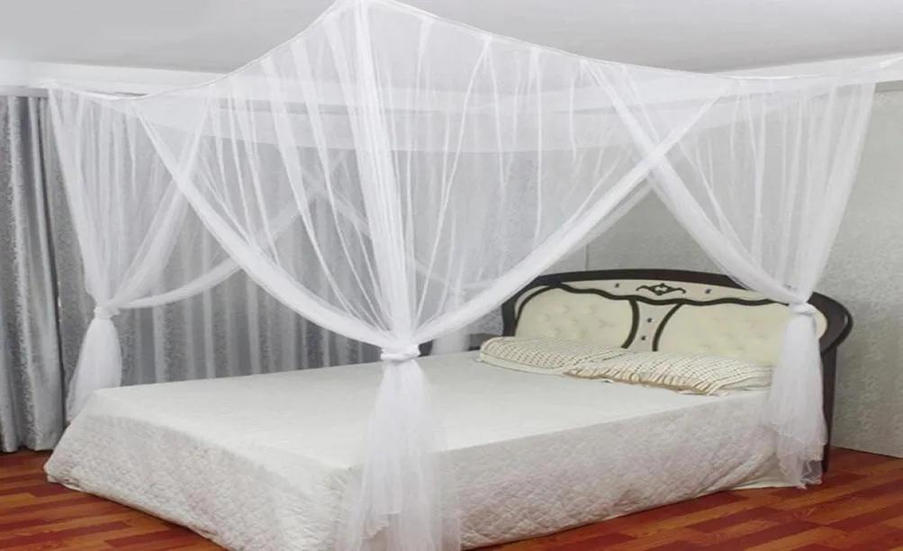 4 Doors Open 4 Corner Square Bed Canopy Netting Rectangle Elegant Mosquito Net Foldable Sleeping Bed Net Full Queen King8831461