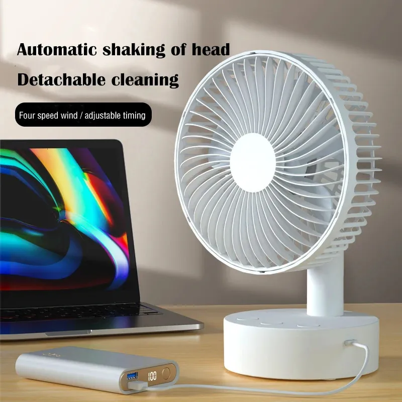 Mini ventilateur oscillant ventilateur de table à batterie portable avec 4 niveaux de vitesse Ventilateur de bureau de 6 pouces avec minuterie 240423