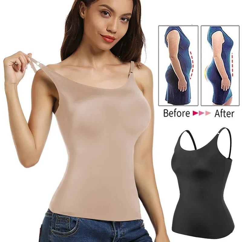 Damenbauchregelung Shapewear Glattes Körperforming Camisol -Tanktops Plus Größe Abschleife Unterwäsche nahtloser Kompressionshaper 240426