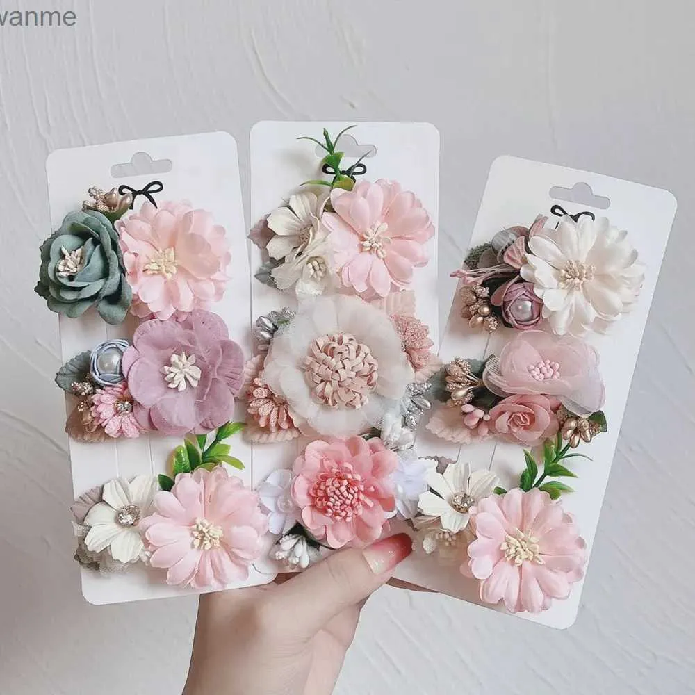 Haaraccessoires 3 stuks/set kunstmatige bloemhaarclips geschikt voor kinderen meisjes haar schattig roze bloem emmer haar decoratieve hoofddeksel haaraccessoires wx