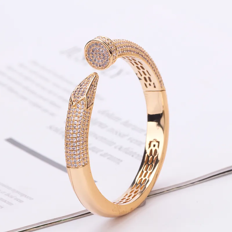 new wide gold sliver Unisex nail bracelet plated 18K jewelry bracelets for women girl ladies luxury jewlery designer birthday Wedding Party engaged sets daily