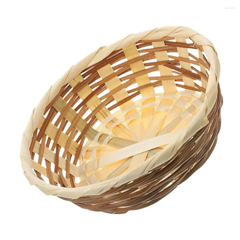 Dinnerware Sets Handmade Bamboo Fruit Basket Storage Woven Empty Gift For Portable Dessert Plate Snack Dried