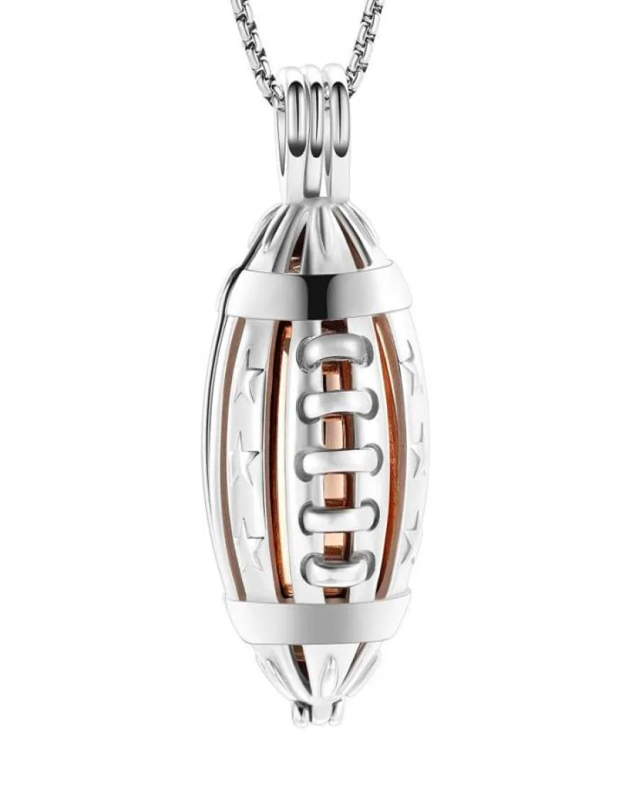 Kedjor American Football Cremation Jewelry for Ashes Kvinnor Män halsband Äldre rostfritt stål Memorial Urn8374337