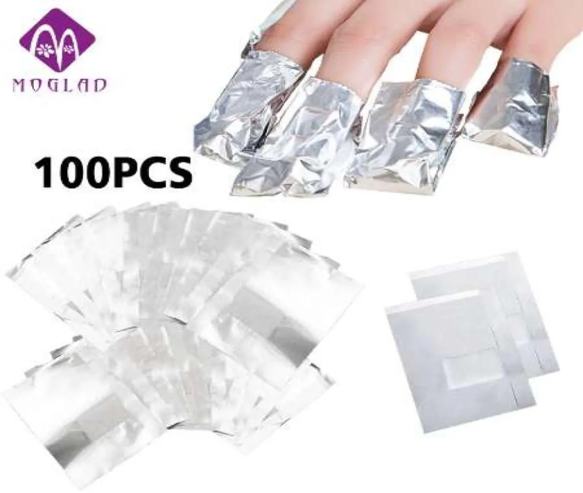 100 -stcs aluminium folie remover wraps met aceton nail art afwezig van acryl gel nagellakverwijdering8124118