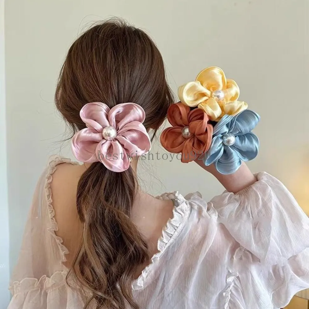 Neue Frühlingsperlen -Scunchies Stirnband Hair Band Ins feenfarbige Blumenhaarseil weibliche Mädchen Binden Haarzubehör
