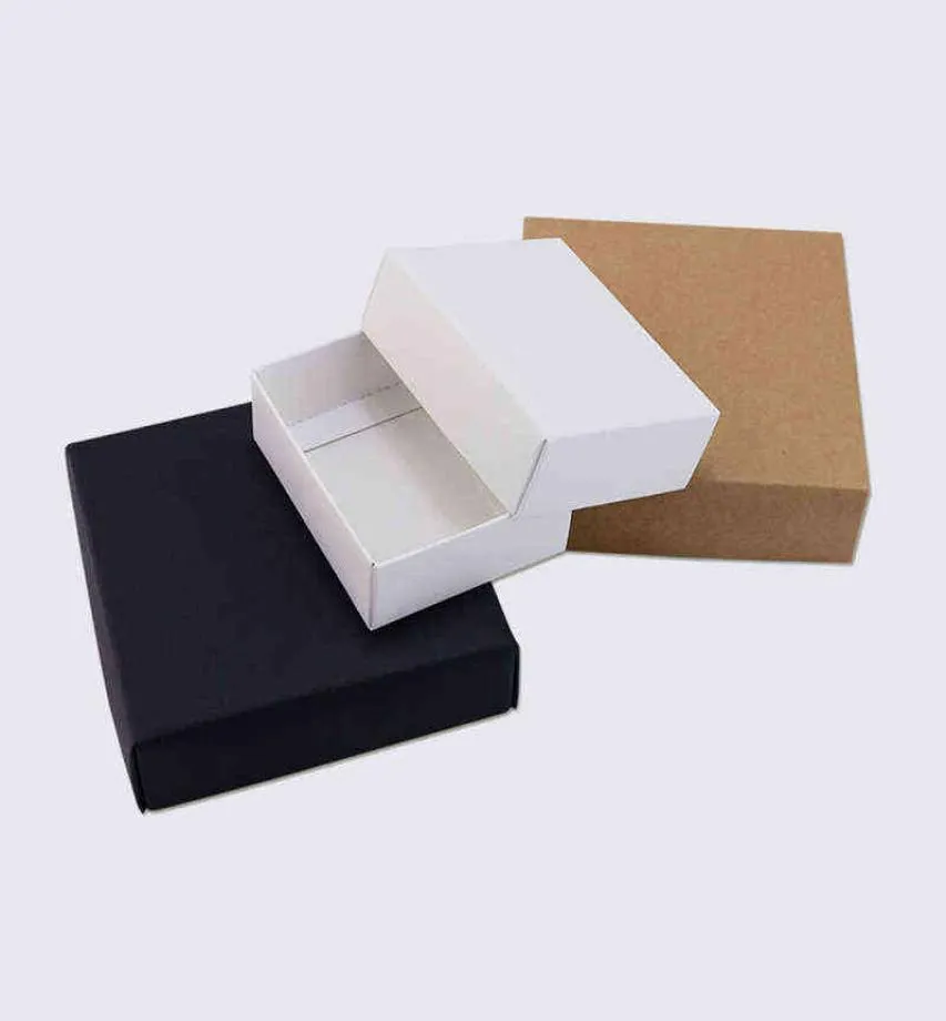 Kraft Black White Paper Box Blank Paper Gift Packaging Box Cardboard Box With Lid Gift Large Carton Boxes H12317696386