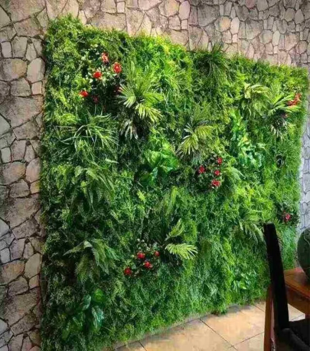 Planta artificial gramado Diy Background Wall Simulação Casamento de folhas Decoração caseira verde Decoração de escritório de turfão de tapete verde C1305342