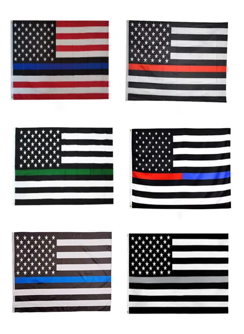 90150cm American Flag Blue Black Line Stripe Police Flags Red Striped USA Flag med Star Banner Flags DA9114143208