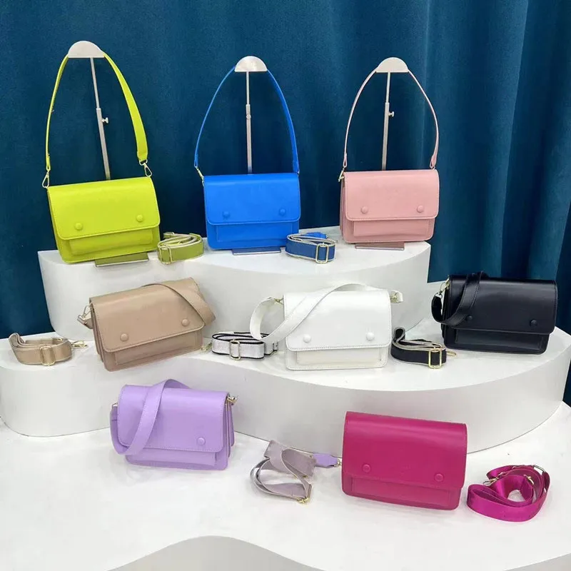 Leather Crossbody Handbag for Women Stylish 2024 Fashion Casual Wide Strap Shoulder Messenger Bag Black Pink White