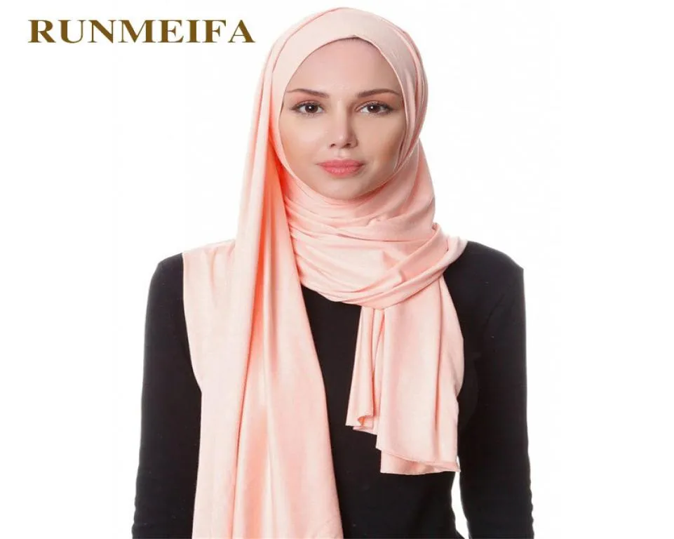 Runmeifa 2019 Frauen Multi -Funktion solide Hijab -Trikot -Schal -Foulard Femme weiche Wrack Dame süßer Farbschal