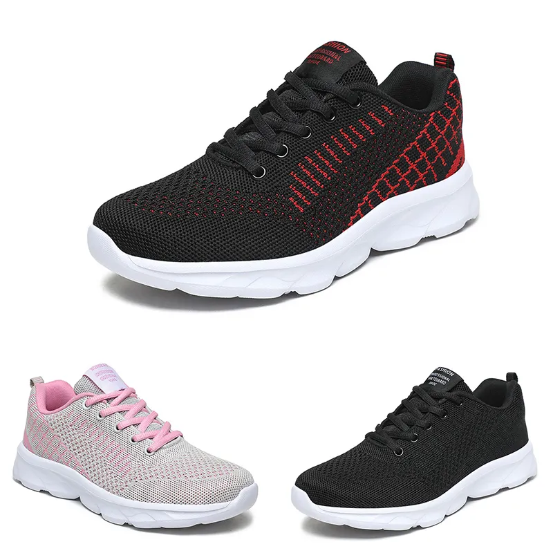 Gratis frakt män kvinnor löparskor låg andningsbar antislip mjuk komfort svart rosa röda herrtränare sport sneakers gai