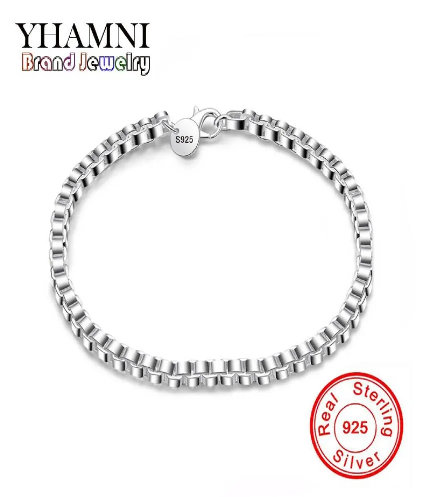 Yhamni Mode drei Linien Perlen -Charmalme Armband 100 Pure 925 Silber Mode Schmuck Gloss Armband Ball H1729006966