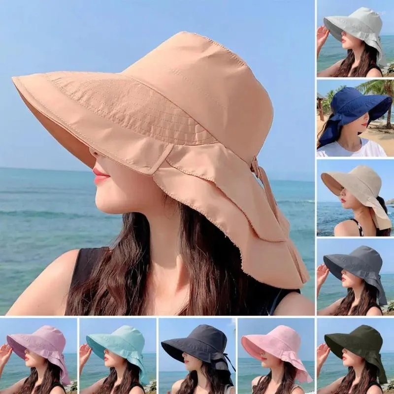 Chapéus largos de abrangência Chapéu de sol frio para mulheres viseiras leves anti-UV Praia Travedor de praia Capinha dobrável