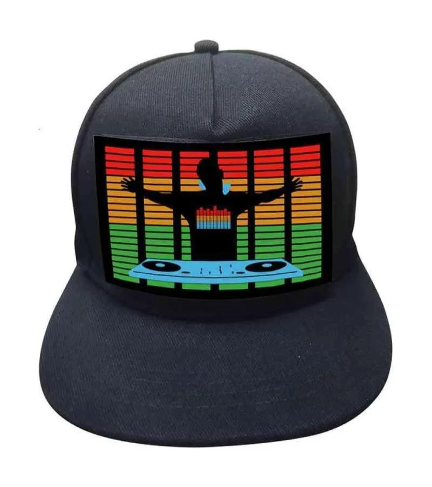 Boll Caps unisex Light Up Sound Activated Baseball Cap DJ LED -blinkande hatt med avtagbar SN för Party Cosplay Masquerade 19B1865491