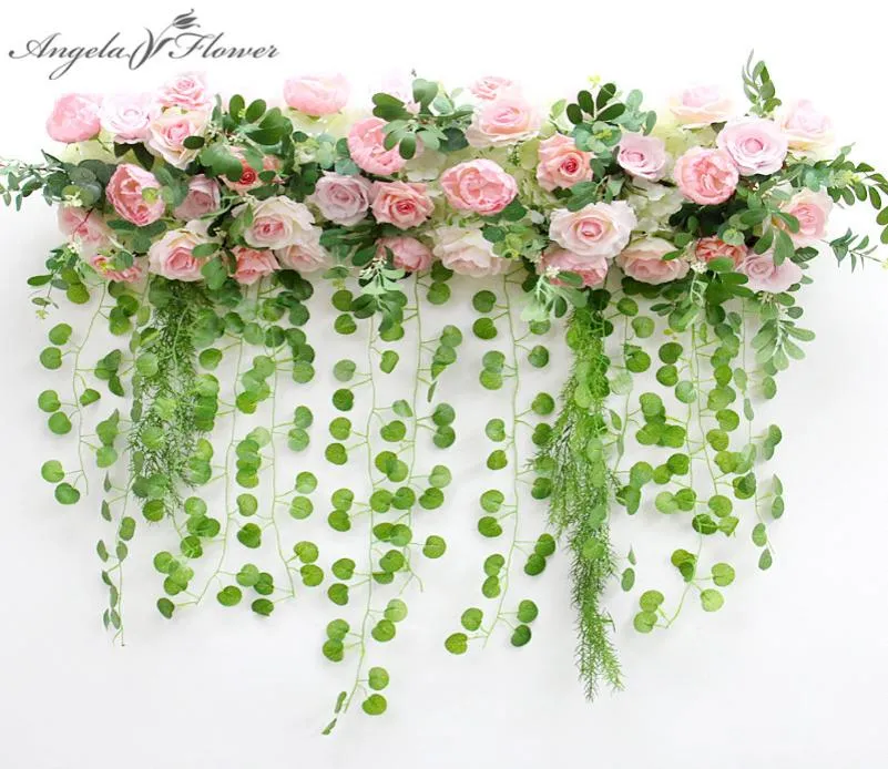 1M Custom Artificial Flower Arrangement With Hanging Willow Green Plants Decor Wedding Arch Backdrop Party Event Silk Flower Row1479009