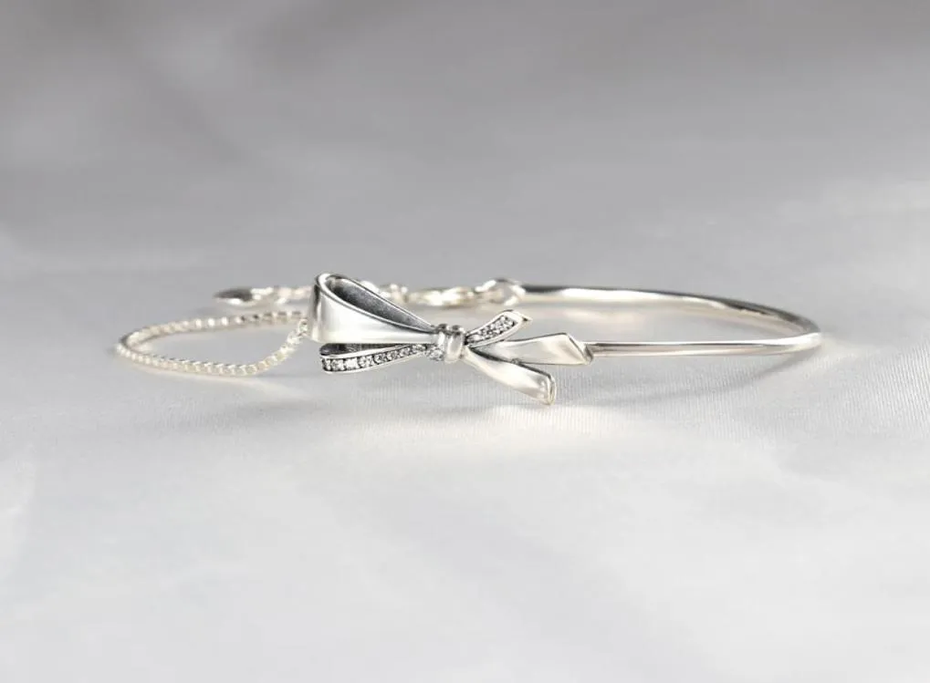 Groothandel-925 Sterling Silver Bowknot-armbanden voor verstelbare maat CZ Diamond armband met originele doos voor vrouwen8282133