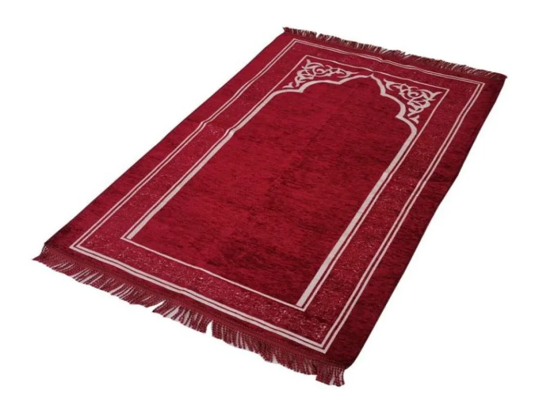 Carpets Chinese Islamic Luxury Meccan Woven Chenille Prayer Rug Janamaz Sajadah 70X110CM1308364