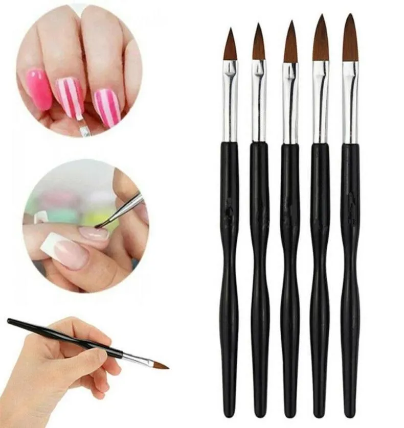 Nagelkonstsatser 5st Acrylic UV Gel Carving Brush Glitter Pen Set Tools Borst för Manicure Equipment Supply Professionals1899327