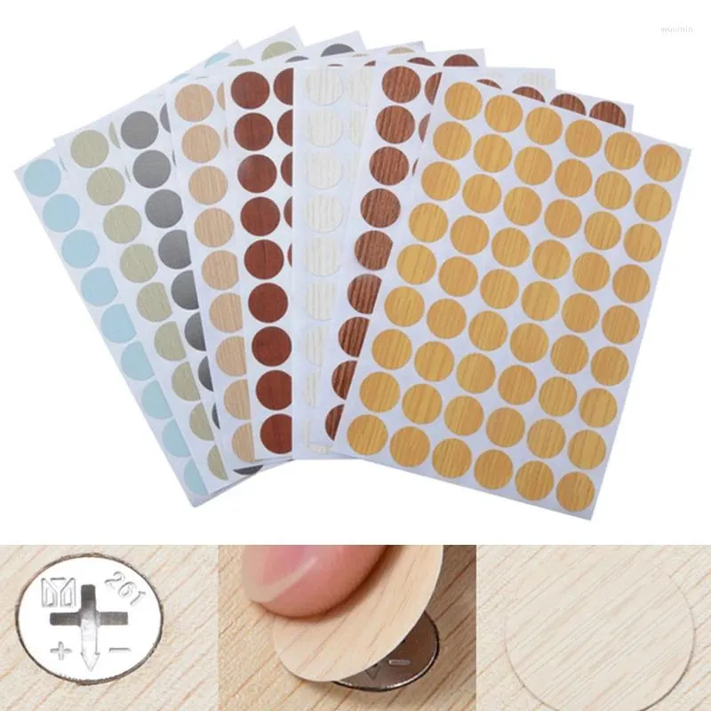 Gift Wrap 54Pcs/Sheet Self Adhesive Decorative Film Furniture Screw Cover Cap Sticker Wood Craft Desk Cabinet Hole Ornament 21mm Accessory