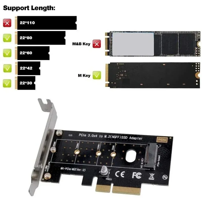 NGFF M.2 NVME SSD do PCI Express PCIE 3.0 x4 Karta rozszerzania kontrolera hosta M-Key Karta SSD SSD z niskoprofilowym wspornikiem