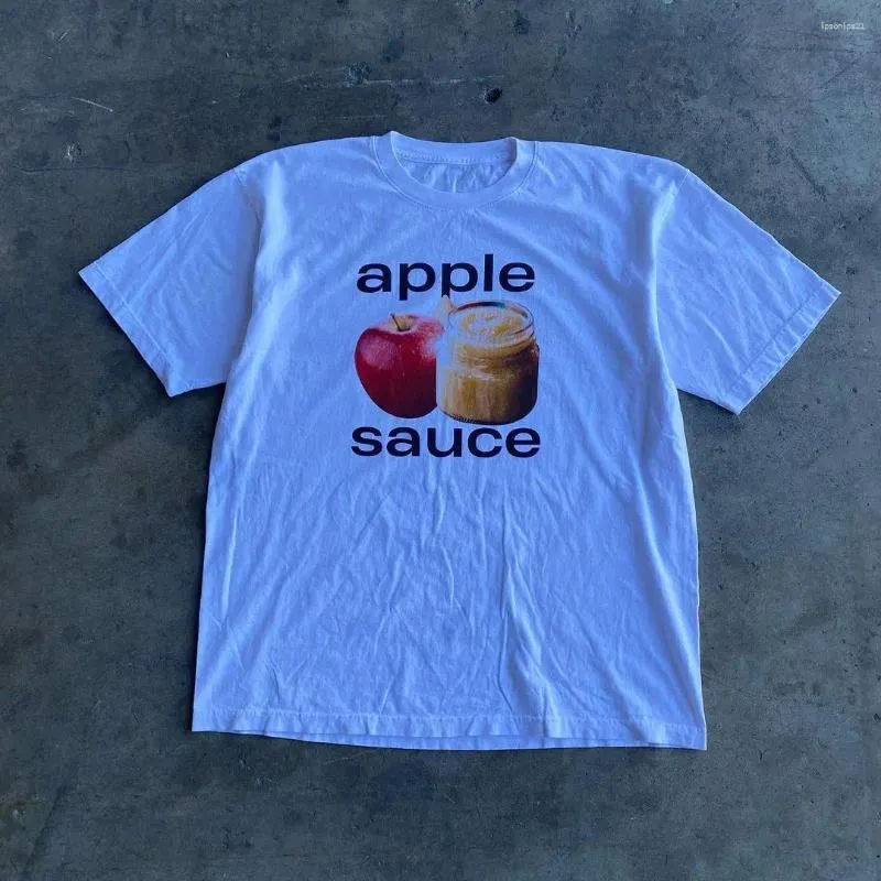 Dames T Shirts Street Summer T-shirt Apple saus Gedrukt Punk Grote kleding Gotische Kawaii Top Short Sleeve Y2K Koreaanse mode