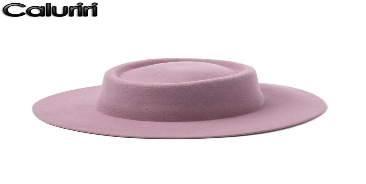 Geizige Brimhüte Caluriri Wool Fedora Hut Winter Outdoor Dame elegant breit 100 Frauen Pink Temperament4197756