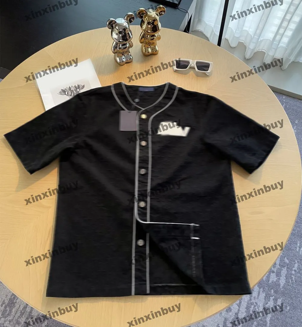 Xinxinbuy Men Designer T-Shirt 2024 Italia Lettera in rilievo fiore jacquard jacquard rilievo jacquard a maniche corte cotone donna nera m-2xl