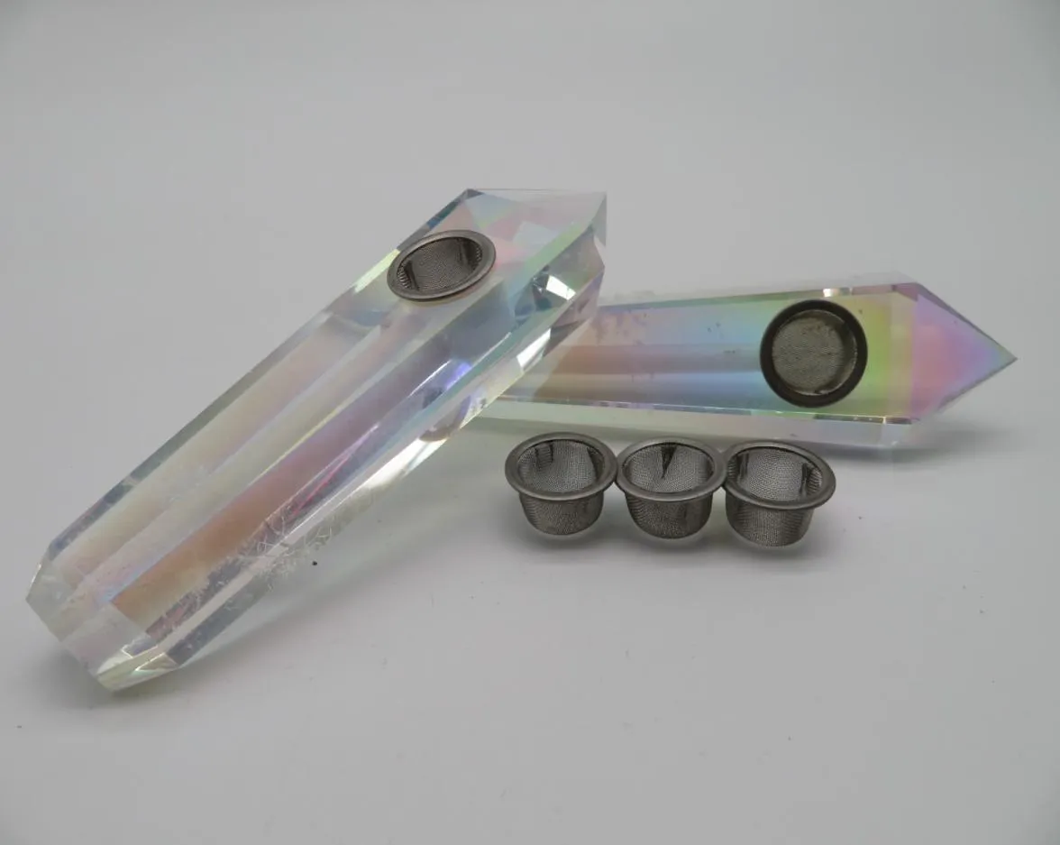 Intero naturale in titanio angelo aura quarzo punto di cristallo tubi di fumo tubo di fumo moderno per 5845414