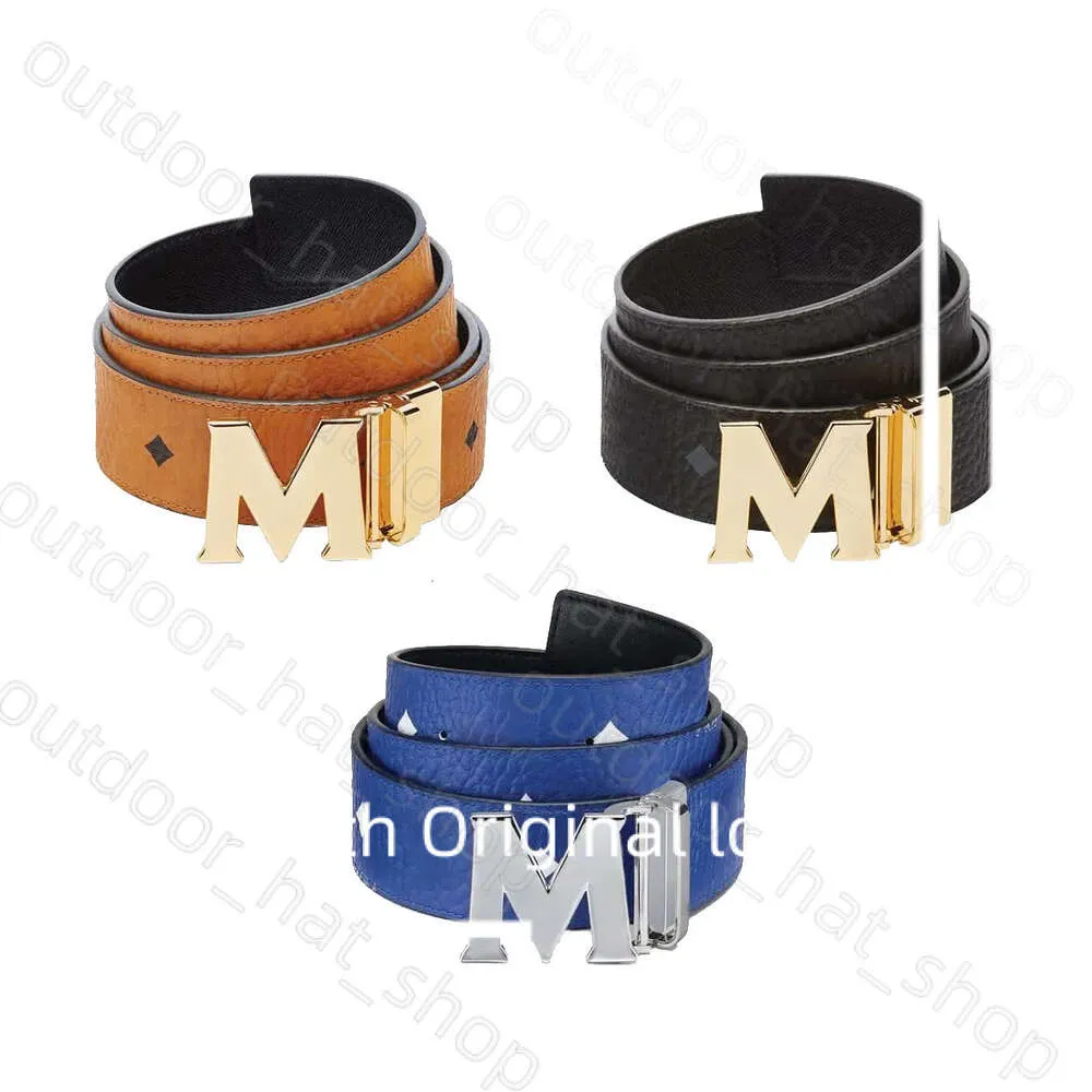 MCM Belt Fashion Width Lidor 3,4cm Letras de atacado Metallic S mens de couro genuíno