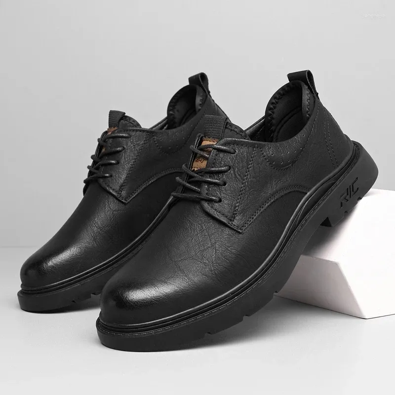 Casual Shoes Designer Men's äkta läder British Style Work Business Bankettklänning utomhus som inte glider