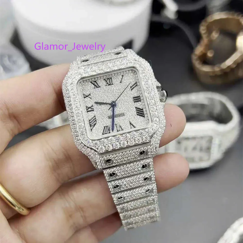 الفولاذ المقاوم للصدأ VVS Gem Stone Diamond Moissanite Watch