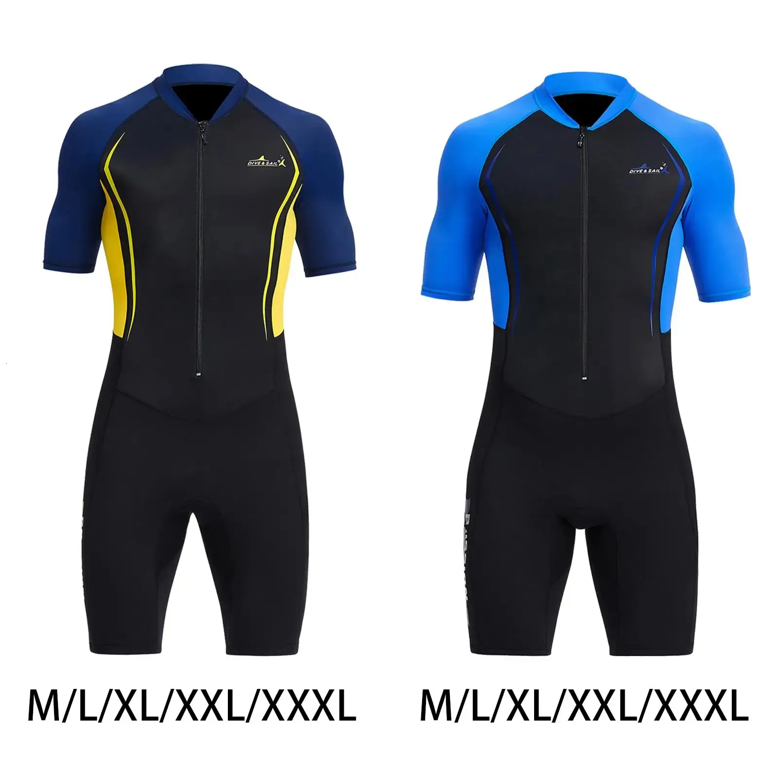 Mens Shorty Wetsuit Sun Protective Short Sleeve Full Body 1.5mm Suit Swimsuit for Diving Surfing Spearfishing Snorkeling