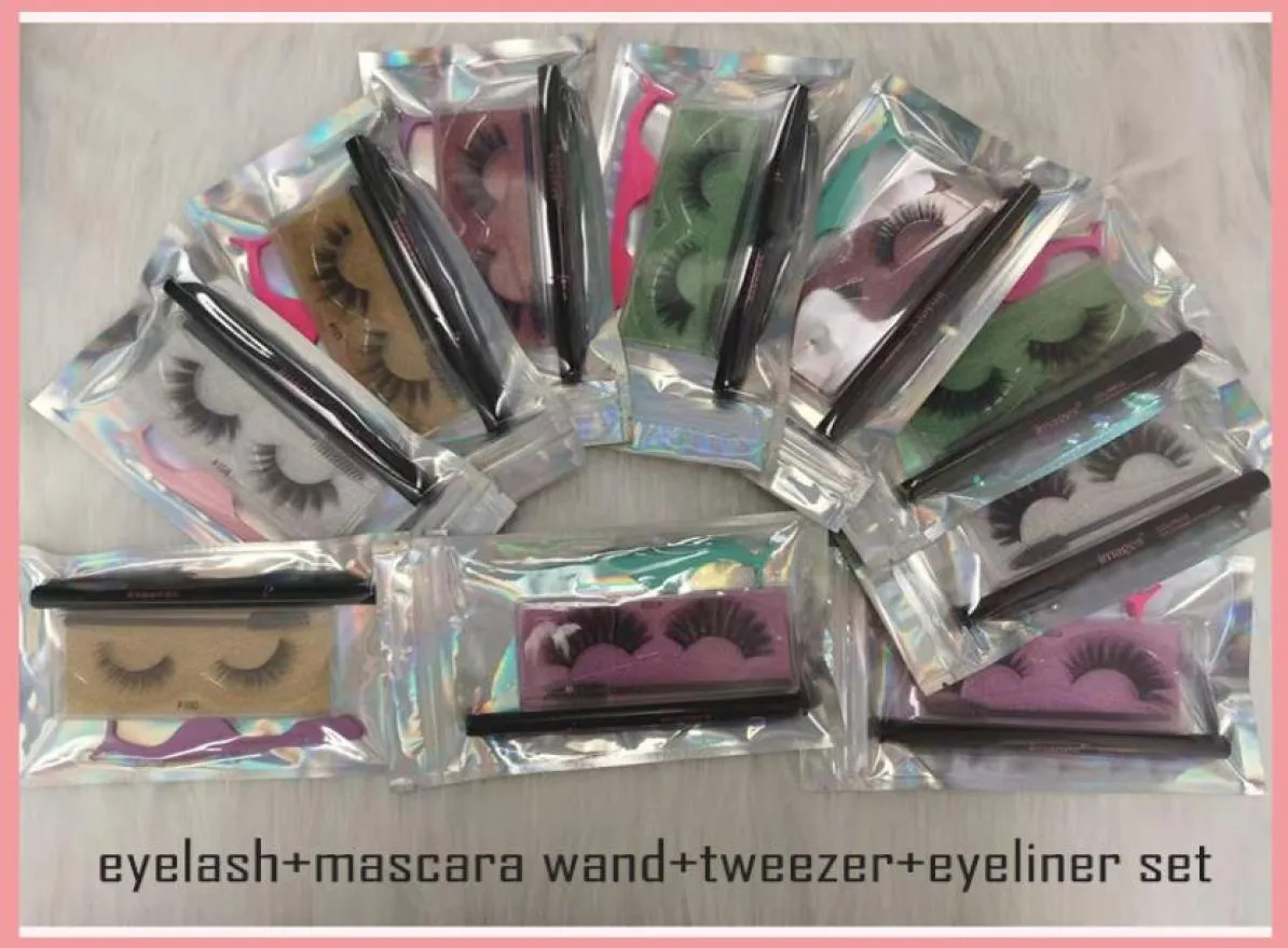 False ciglia in visiera 3D ciglia 3D Makeup 3D Mink Mink False Mascara Wand Tweezers Eyeliner Lashes Extension Eye Makeup Tool5093108