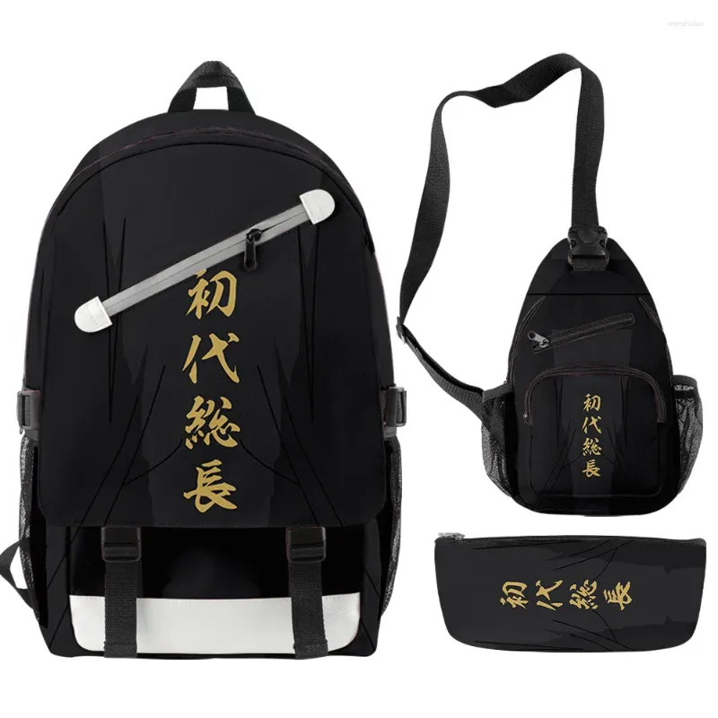Backpack 2024 Tokyo Revengers Children Cosplay 3PCS/Set Boys Girls Oxford Waterproof School Women Men Casual Travel Bag