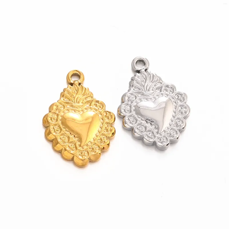 Charmes 3pcs 18K plaqués Sacré-Cœur Sacré-Cœur Pendants Amulettes en acier inoxydable pour la fête des bijoux Bijoux de collier de bricolage de la fête des mères