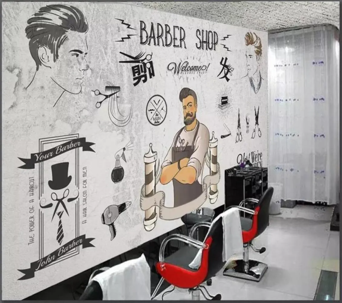 3D -tapet Custom Po European och American Trend Barber Shop Beauty Shop Bakgrund Heminredning vardagsrum tapeter för WALL3151091