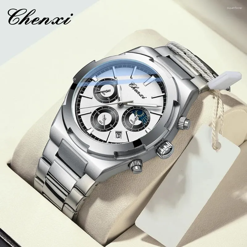 Armbanduhr Relogio Maskulino 2024 Chenxi Herren Uhren Edelstahl Uhr Casual Sport 3Bar wasserdichte Quarzwache für Männer