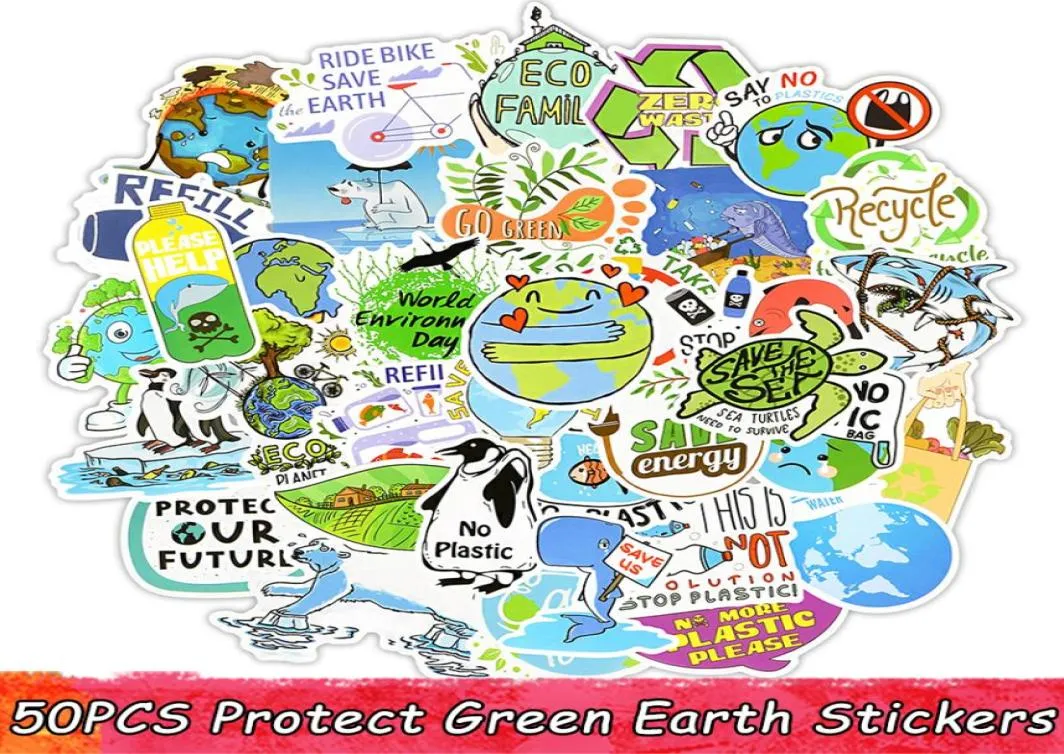 50 datorer Protect Green Earth Stickers Estetic Anime Sticker för bärbar datorkylskåp Bagage Bildekaler Gåvor för barnutbildning5472303