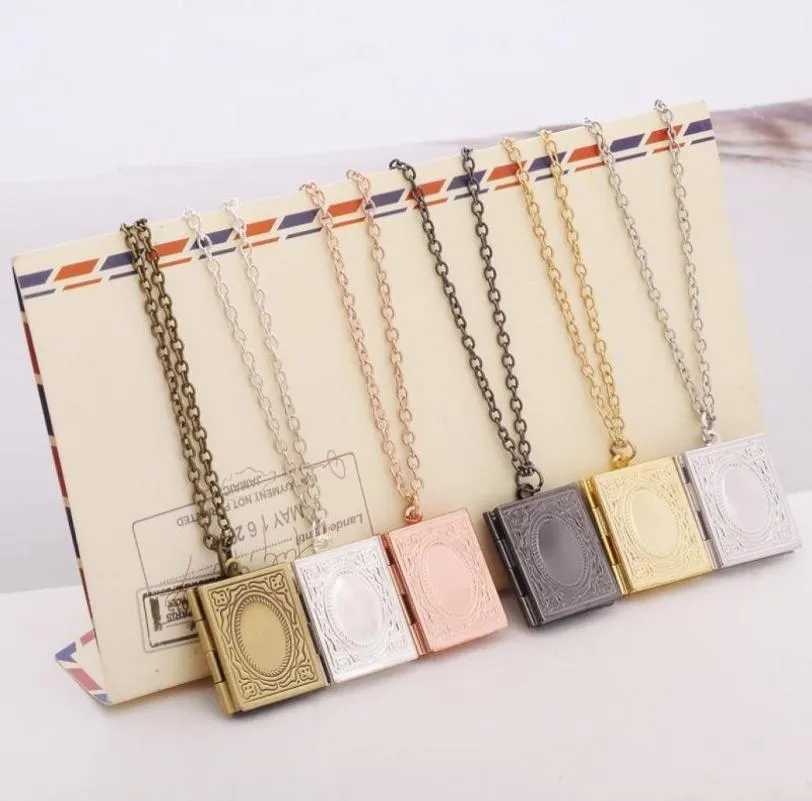 Verhaalboek Diy Secret Message Locket ketting hanger 6 kleuren vintage cadeau voor minnaar paren aangepaste ketens47555577