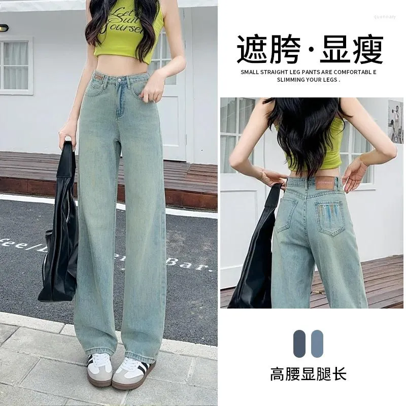Jeans pour femmes Pocket Pocket Broidered Design pour les femmes Summer High Raist Sagging Pantal